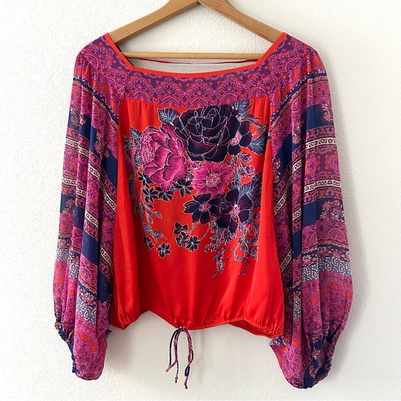 RARE Anthropologie Edme & Esyllte 100% Silk Orange Artist Tunic Size S - Picture 4 of 10